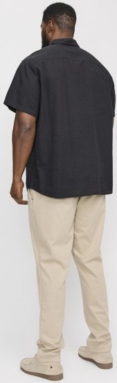 Jack & Jones Breeze Linen Blend Short Sleeve Shirt Black - Overhemden - Overhemden Grote Maten Heren
