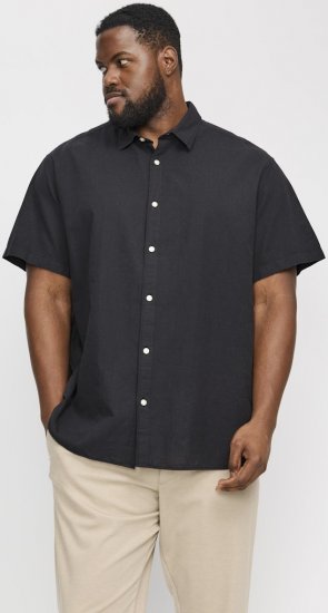 Jack & Jones Breeze Linen Blend Short Sleeve Shirt Black - Overhemden - Overhemden Grote Maten Heren