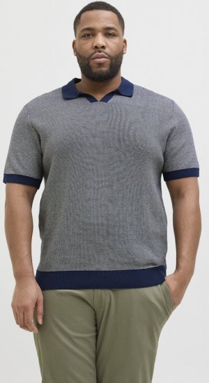 Jack & Jones Ceaston Knit Short Sleeve Sweater Grey/Blue - Sweaters & hoodies - Sweaters & Hoodies Grote Maten Heren