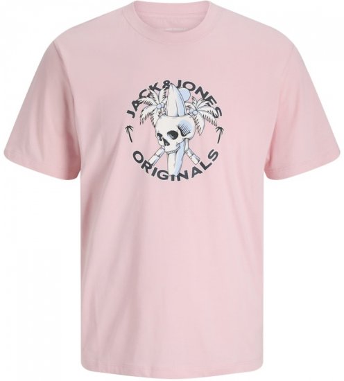 Jack & Jones Skull Coast Crew Neck T-Shirt Tickled Pink - T-shirts - Grote Maten T-shirts Heren