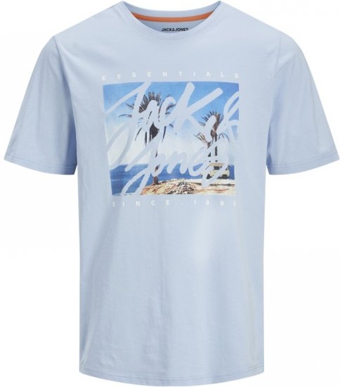 Jack & Jones Colton Photoprint Crew Neck T-Shirt Chambray Blue - T-shirts - Grote Maten T-shirts Heren