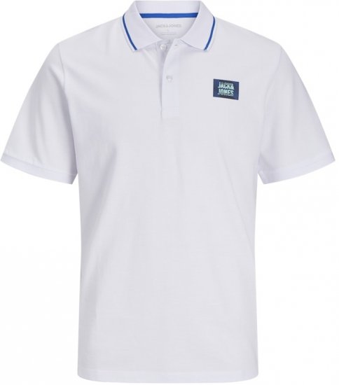 Jack & Jones Hudson Short Sleeve Polo White - Polo shirts - Grote Maten Poloshirts Heren