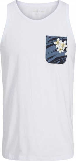 Jack & Jones Hawaii Printed Pocket Tanktop White - T-shirts - Grote Maten T-shirts Heren