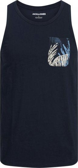 Jack & Jones Hawaii Printed Pocket Tanktop Navy - T-shirts - Grote Maten T-shirts Heren