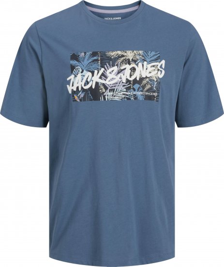 Jack & Jones Hawaii Shape Crew Neck T-Shirt Blue - T-shirts - Grote Maten T-shirts Heren