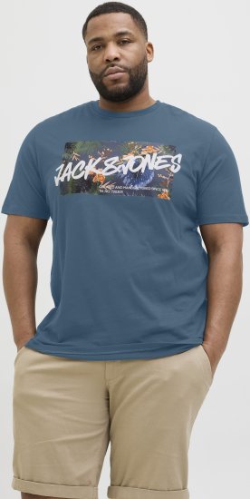 Jack & Jones Hawaii Shape Crew Neck T-Shirt Blue - T-shirts - Grote Maten T-shirts Heren