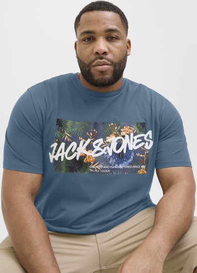 Jack & Jones Hawaii Shape Crew Neck T-Shirt Blue - T-shirts - Grote Maten T-shirts Heren
