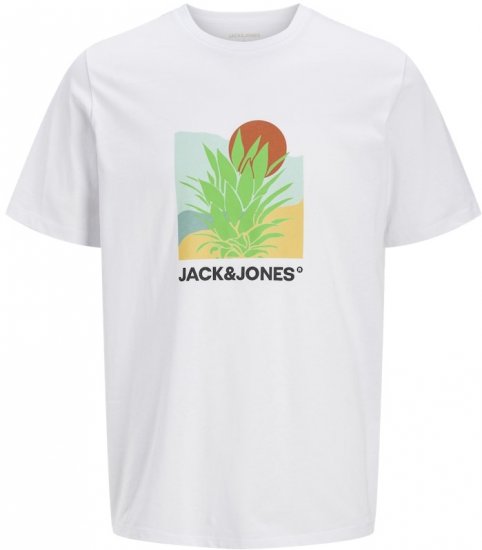 Jack & Jones Barbados Graphic Crew Neck T-Shirt White - T-shirts - Grote Maten T-shirts Heren