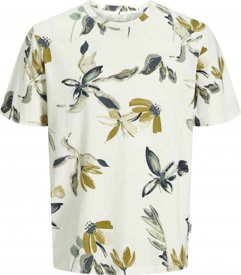 Jack & Jones Varenna AOP Crew Neck T-Shirt White - T-shirts - Grote Maten T-shirts Heren