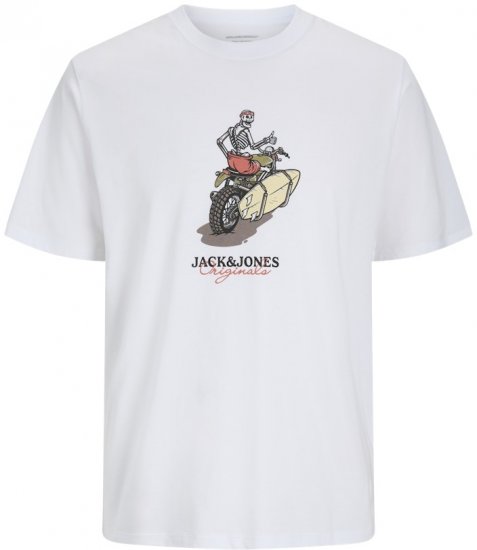 Jack & Jones Skull Coast Crew Neck T-Shirt Bright White - T-shirts - Grote Maten T-shirts Heren