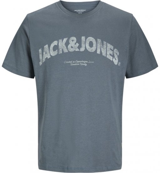 Jack & Jones Almeria Bold Branding T-Shirt Steel Blue - T-shirts - Grote Maten T-shirts Heren