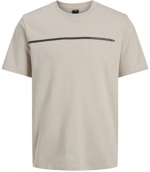 Jack & Jones Fusion Black Line Crew Neck T-Shirt Beige - T-shirts - Grote Maten T-shirts Heren