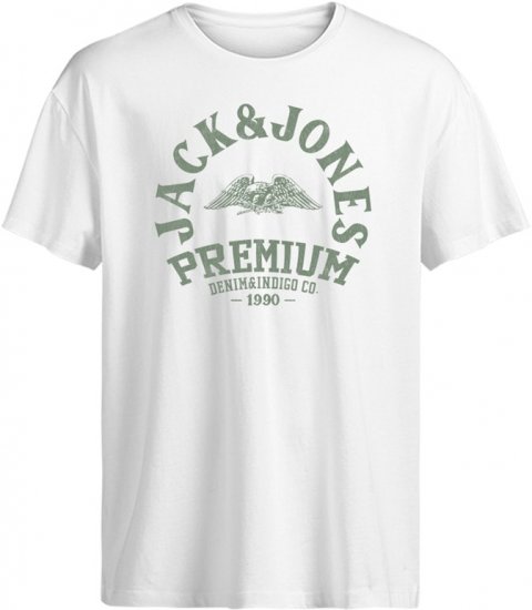 Jack & Jones Blurobar Crew Neck T-Shirt White - T-shirts - Grote Maten T-shirts Heren