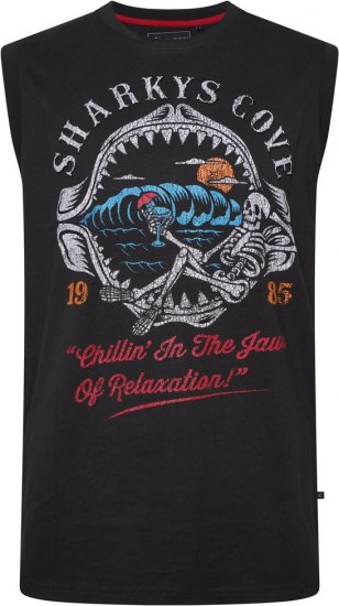 Kam Jeans 5762 Sharkeys Cove Vest Sleeveless T-Shirt Pirate Black - T-shirts - Grote Maten T-shirts Heren