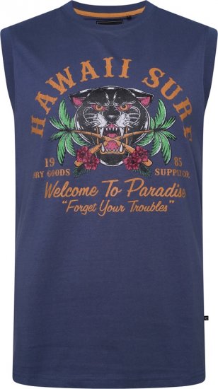 Kam Jeans 5763 Hawaii Surf Vest Vintage Indigo - T-shirts - Grote Maten T-shirts Heren
