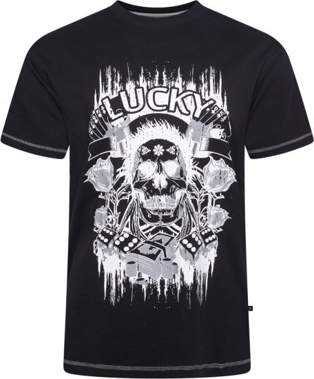 Kam Jeans 5770 Lucky Skull T-Shirt Black - T-shirts - Grote Maten T-shirts Heren