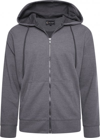 Kam Jeans 7078 Textured Interlock Hoody Charcoal - Sweaters & hoodies - Sweaters & Hoodies Grote Maten Heren
