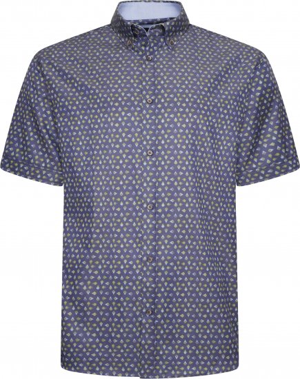 Kam Jeans P033 Premium Floral Print Short Sleeve Shirt Navy - Overhemden - Overhemden Grote Maten Heren