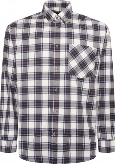 Kam Jeans P039 Premium Cotton Check Long Sleeve Shirt Navy - Overhemden - Overhemden Grote Maten Heren