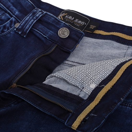 Kam Jeans Pepe Knitted Denim Shorts Mid Wash Blue - Korte broeken - Grote Maten Korte Broeken Heren