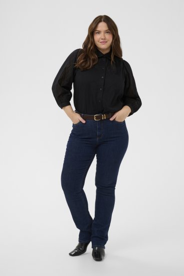 Kaffe Curve Gabby Overhemd met verkorte mouwen Zwart - Blouseshirts - 