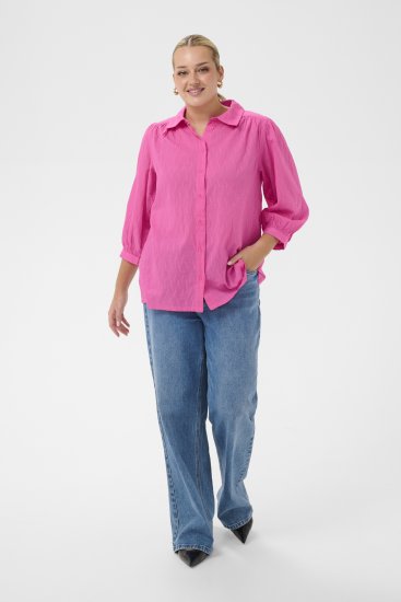 Kaffe Curve Gabby Overhemd met verkorte mouwen Roze - Blouseshirts - 