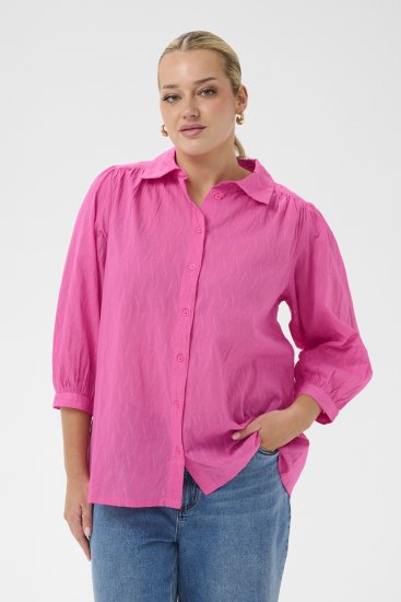 Kaffe Curve Gabby Overhemd met verkorte mouwen Roze - Blouseshirts - 
