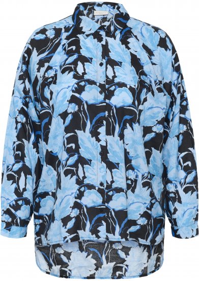Kaffe Curve Sasja Overhemd met lange mouw Blue Snake Flower - Blouses & tunieken - 
