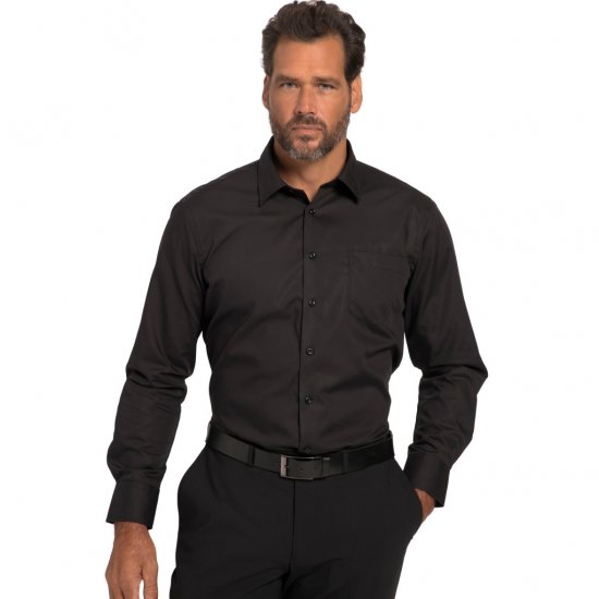 JP1880 Shirt Business Modern Fit Long Sleeve Non-Iron Black TALL - HERENKLEDING MT-6XLT - Tall Kleding Heren