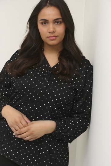 Kaffe Curve Joy Blouse Zwart/Wit Stippen - Blouses & tunieken - 