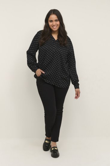 Kaffe Curve Joy Blouse Zwart/Wit Stippen - Blouses & tunieken - 