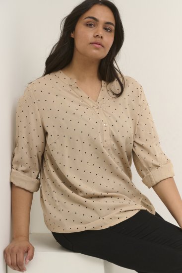 Kaffe Curve Joy Blouse Nomad/Zwart Stippen - Blouses & tunieken - 