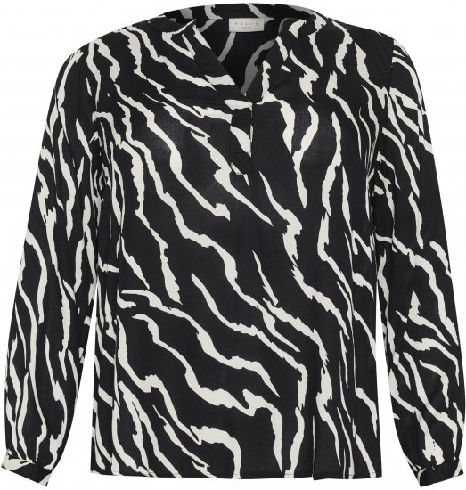 Kaffe Curve Mirta Tilly Blouse Zwart/Antique Zebra Print - Blouses & tunieken - 