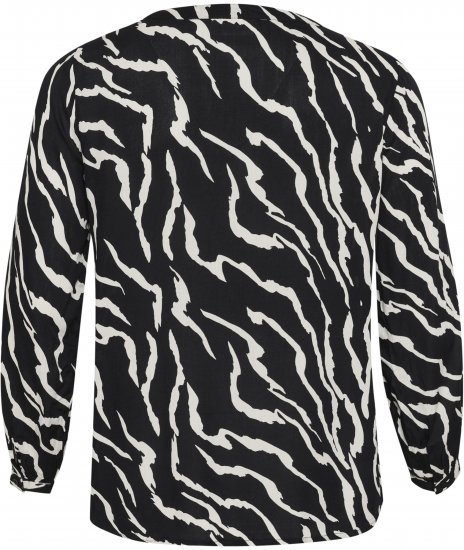 Kaffe Curve Mirta Tilly Blouse Zwart/Antique Zebra Print - Blouses & tunieken - 