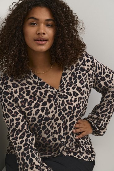Kaffe Curve Mirta Tilly Blouse Luipaardprint - Blouses & tunieken - 