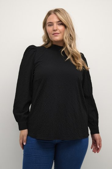 Kaffe Curve Ditta Smock Blouse Diepzwart - Blouses & tunieken - 