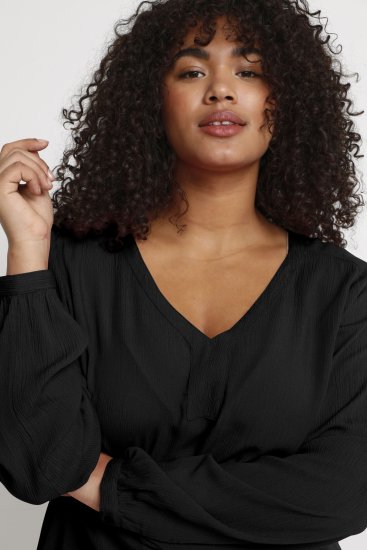 Kaffe Curve Ami Lange mouw Blouse Diepzwart - T-shirts - 