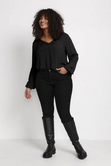 Kaffe Curve Ami Lange mouw Blouse Diepzwart - T-shirts - 