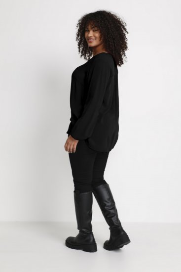 Kaffe Curve Ami Lange mouw Blouse Diepzwart - T-shirts - 