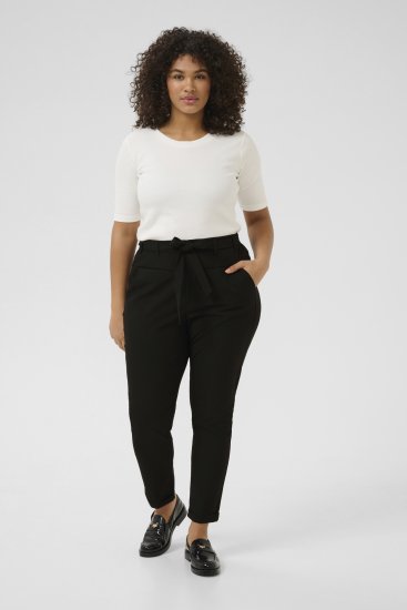 Kaffe Curve Jia Broek met riem Diepzwart - Jeans & Broeken in Grote Maten – Plus Size - 