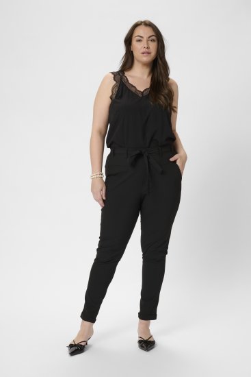 Kaffe Curve Jia Broek met riem Diepzwart - Jeans & Broeken in Grote Maten – Plus Size - 
