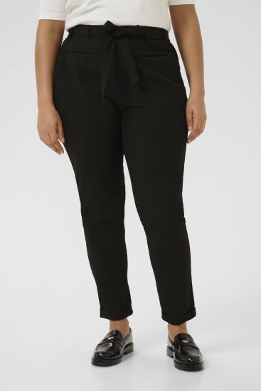 Kaffe Curve Jia Broek met riem Diepzwart - Jeans & Broeken in Grote Maten – Plus Size - 