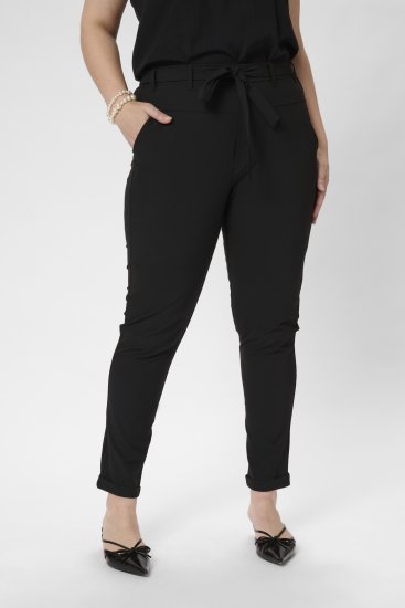 Kaffe Curve Jia Broek met riem Diepzwart - Jeans & Broeken in Grote Maten – Plus Size - 