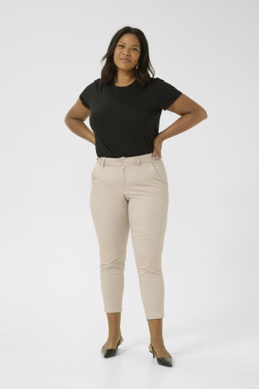 Kaffe Curve Leana Chino Broek 7/8 Veergrijs - Jeans & Broeken in Grote Maten – Plus Size - 