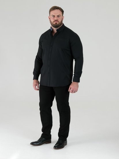D555 Richard Oxford Overhemd Met Lange Mouwen TALL Zwart - TALL overhemden - 