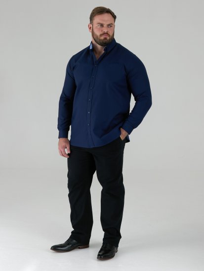 D555 Richard Oxford Overhemd Met Lange Mouwen TALL Navy - TALL overhemden - 