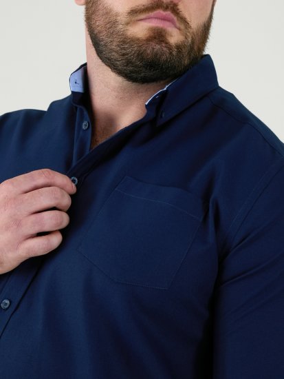 D555 Richard Oxford Overhemd Met Lange Mouwen TALL Navy - TALL overhemden - 