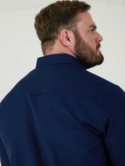 D555 Richard Oxford Overhemd Met Lange Mouwen TALL Navy - TALL overhemden - 