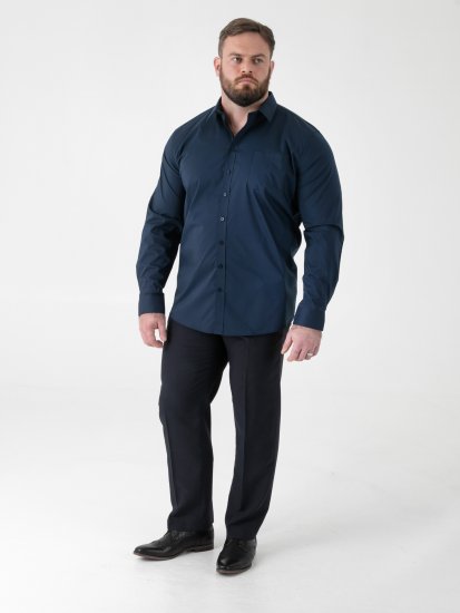 D555 Oliver Vlekbestendig Strijkvrij Stretch Overhemd Met Lange Mouwen Navy - Overhemden - Overhemden Grote Maten Heren