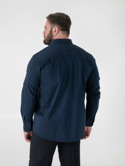 D555 Oliver Vlekbestendig Strijkvrij Stretch Overhemd Met Lange Mouwen Navy - Overhemden - Overhemden Grote Maten Heren
